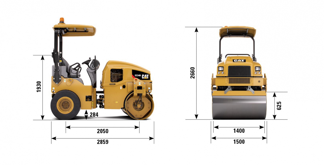 Dimensions du compacteur CATERPILLAR 4T500