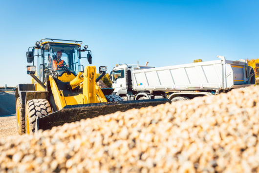 Terrassement d'un chantier de construction routi&egrave;re