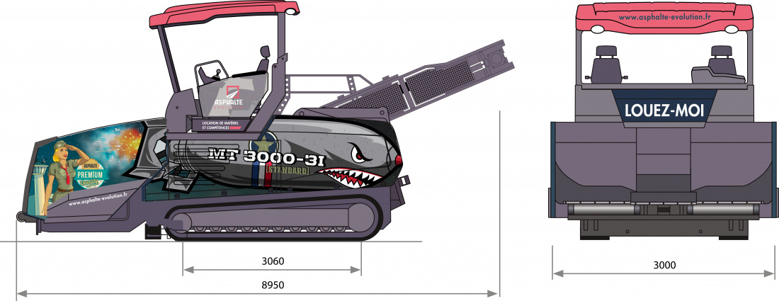 Dimensions de l'alimentateur VÖGELE MT 3000-3i Standard modifié