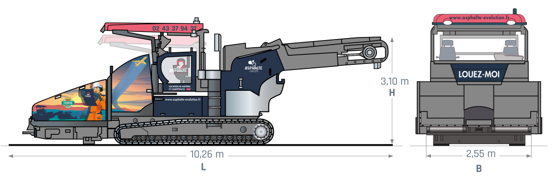 Dimensions de l'alimentateur BOMAG BMF 2500 M